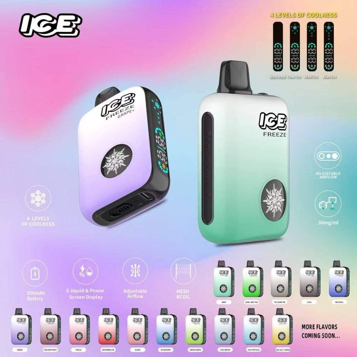 ICE Freeze 10000口拋棄式電子煙 | 可調涼度 · 一次性大容量 · 多種口味現貨:圖片 2