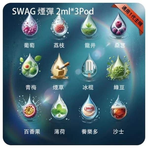 SWAG 煙彈|3顆裝 · 一代通用煙彈 · 18種口味 · 買五盒送主機 · 台灣現貨:圖片 2