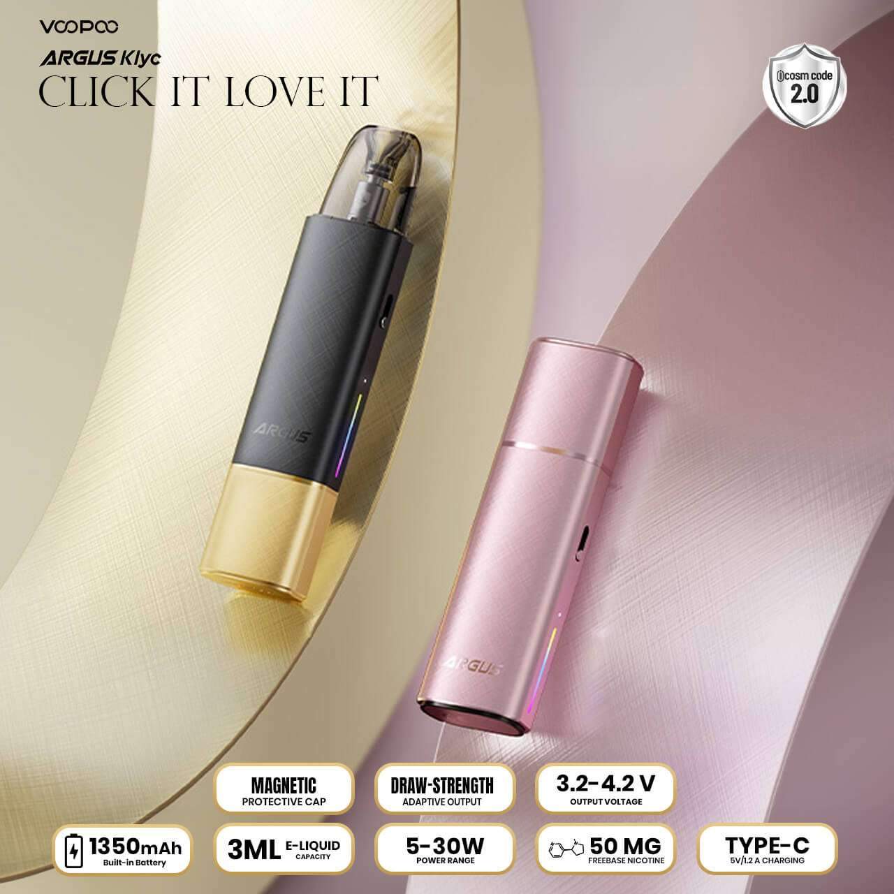Voopoo Argus Klyc 阿格斯註油主機套裝|磁吸防塵 · 可調功率 · 大容量電池 · 台灣現貨:圖片 4